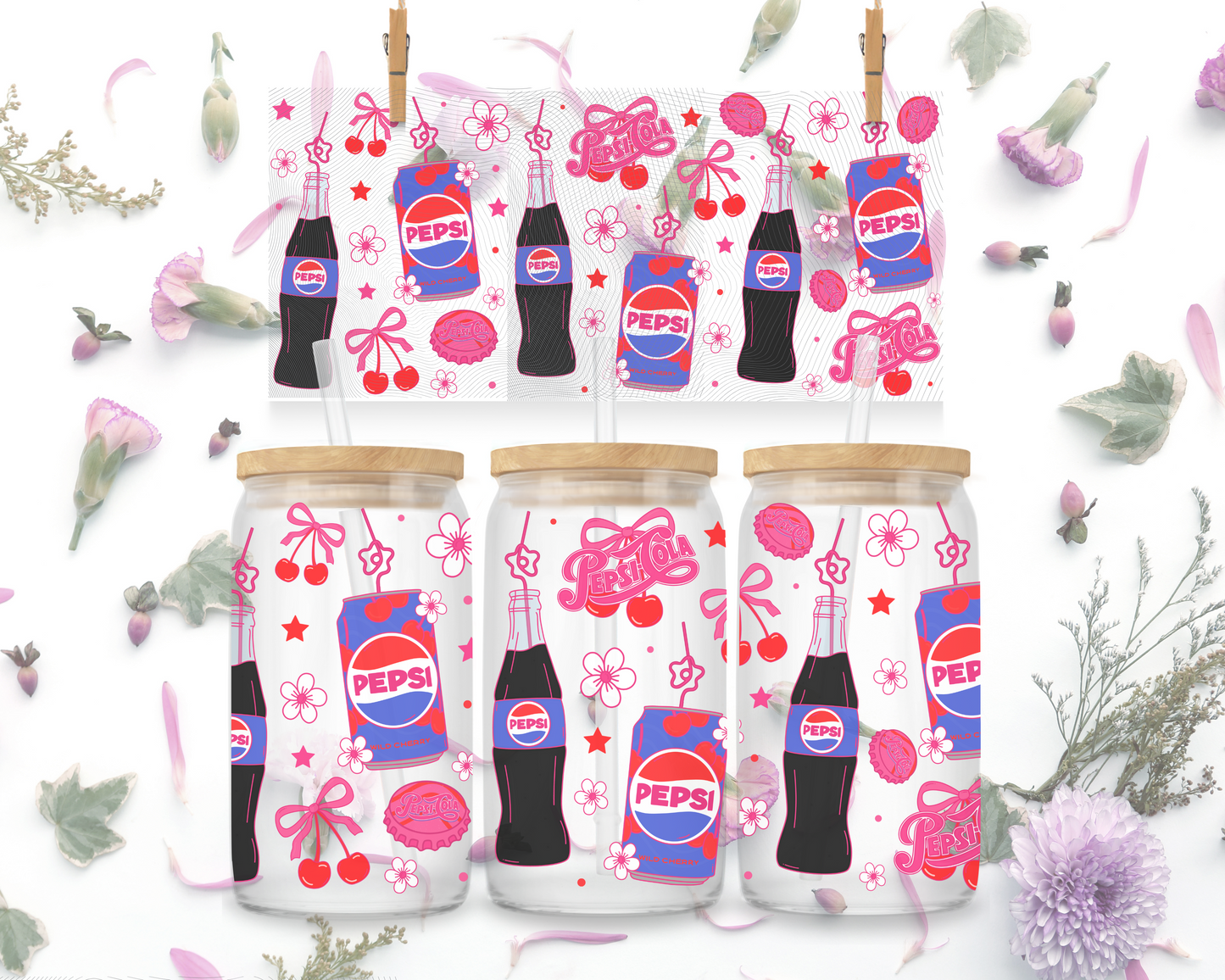 Blue, Pink, & Red Soda